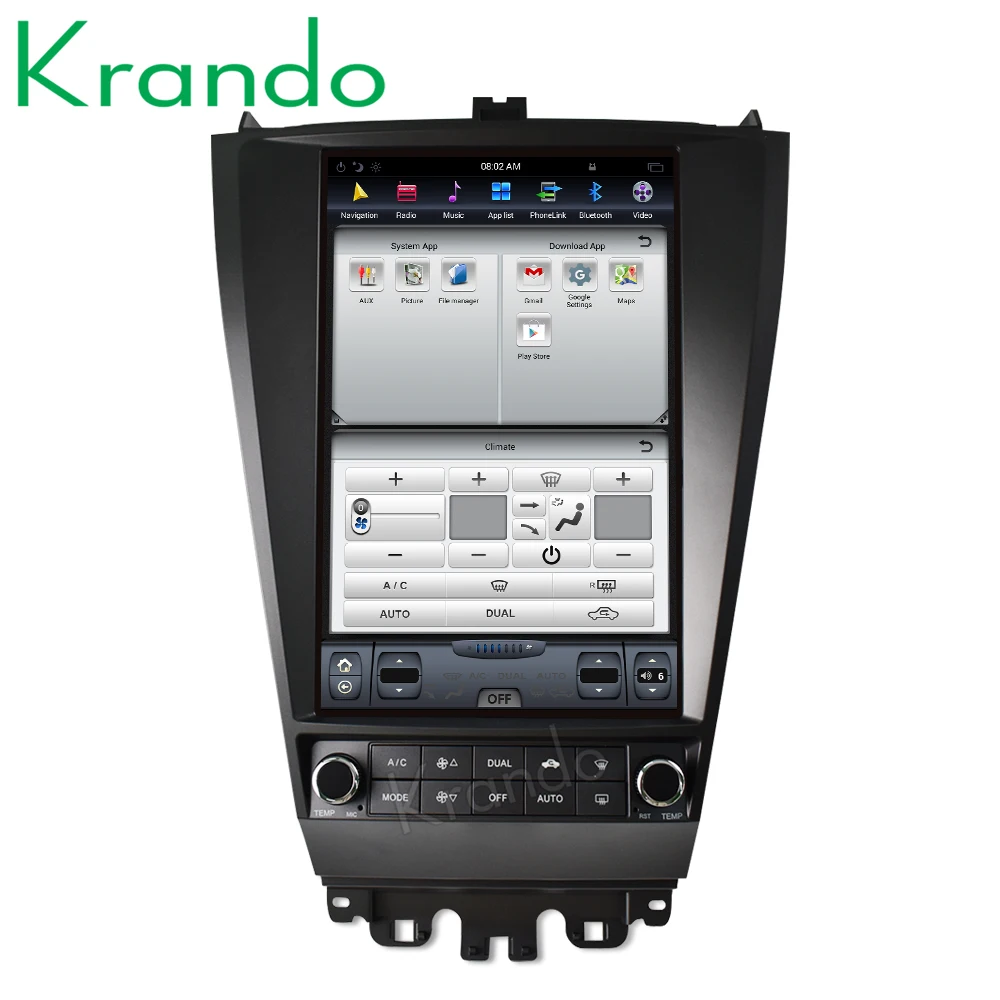 Perfect Krando Android 8.1 12.1" Tesla Vertical screen car radio player for Honda accord 7 2003-2007 gps navigation system 1