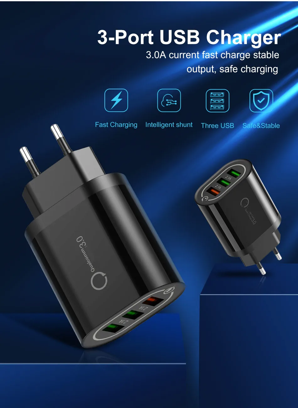 3а Быстрая зарядка 3,0 USB зарядное устройство Быстрая зарядка настенное зарядное устройство EU US телефон зарядное устройство адаптер для samsung huawei QC 3,0 зарядное устройство