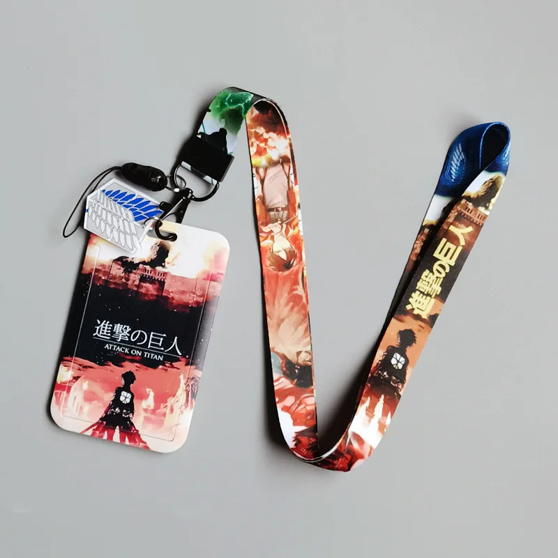 Card holder 1 set Japanese anime card cases lanyard keychains for Attack on Titan