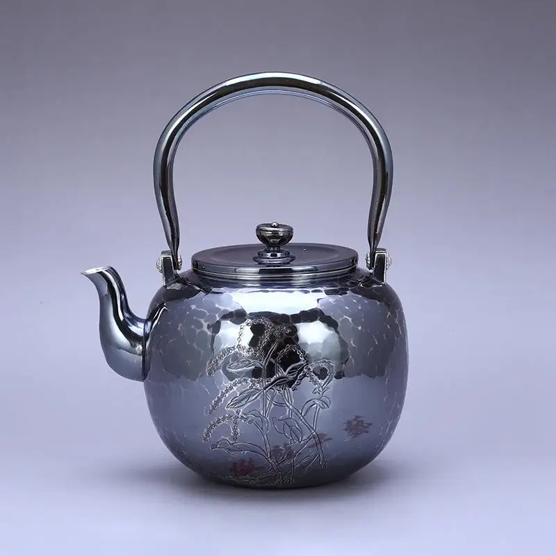 Чайник, чайник, чайник с горячей водой, железный чайник, чайник из нержавеющей стали, чаша для чая, емкость 600 мл, ручная работа S999 Стерлинговое серебро t - Цвет: Silver teapot 567g