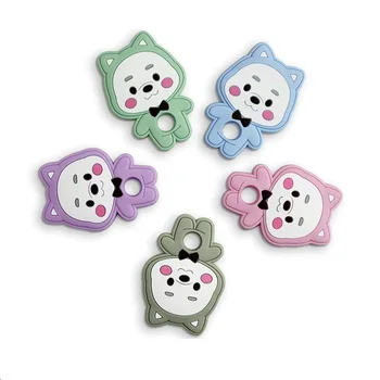 

10pcs/lot Bear Silicone Baby Teether rodent Teething Toys Chewable Animal beads Baby Products Nursing Gift DIY pendant necklace