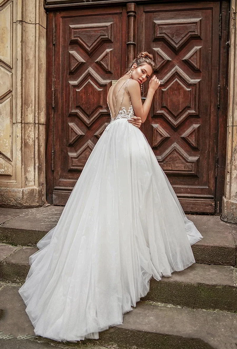 Verngo свадебное платье трапециевидной формы в стиле бохо с кружевной аппликацией, свадебные платья, Элегантное свадебное платье с v-образным вырезом на спине, Vestidos De Noiva