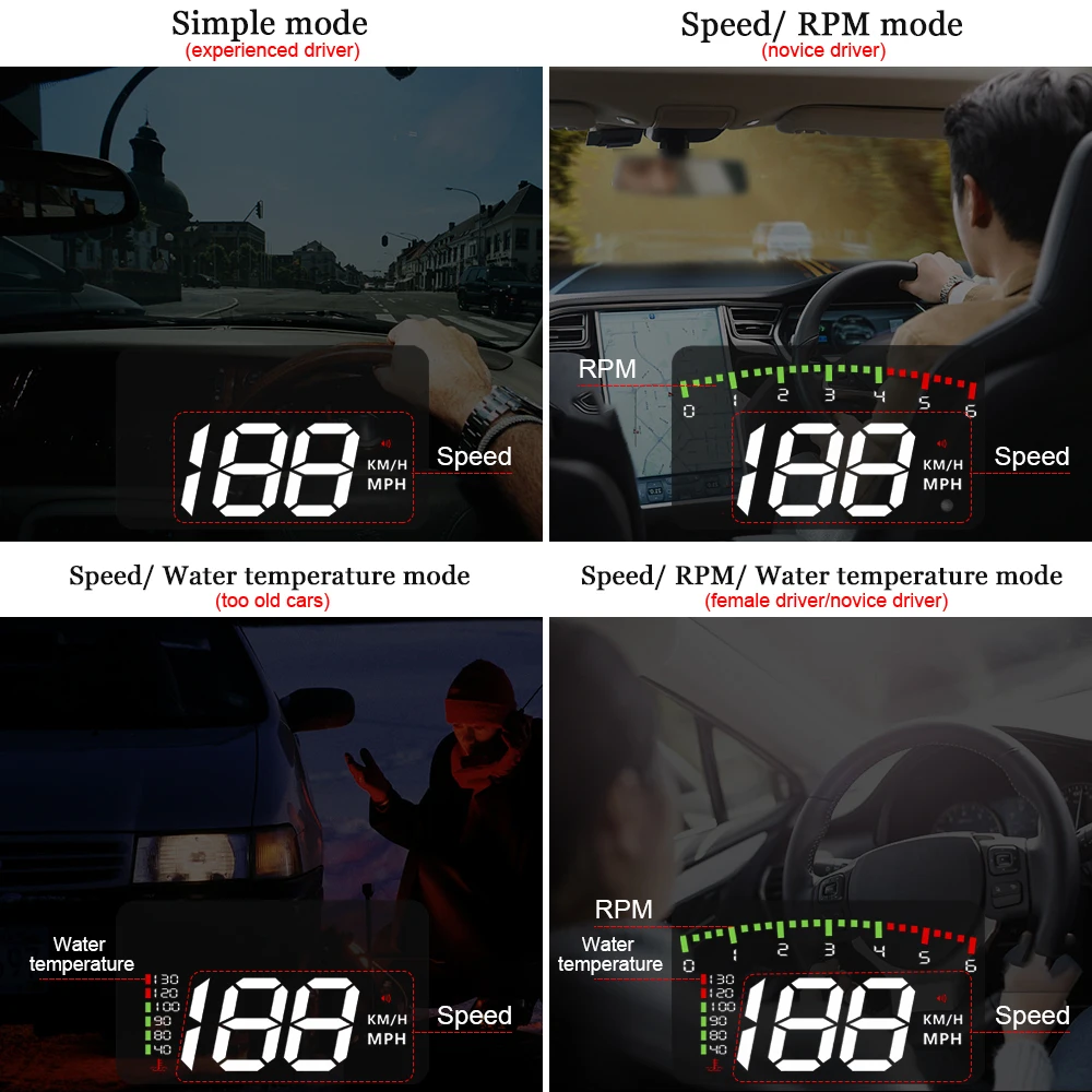 A100 3.5 A900 HUD Head-Up Display Car-styling Hud Display Overspeed Warning Windshield Projector Alarm System Universal Auto