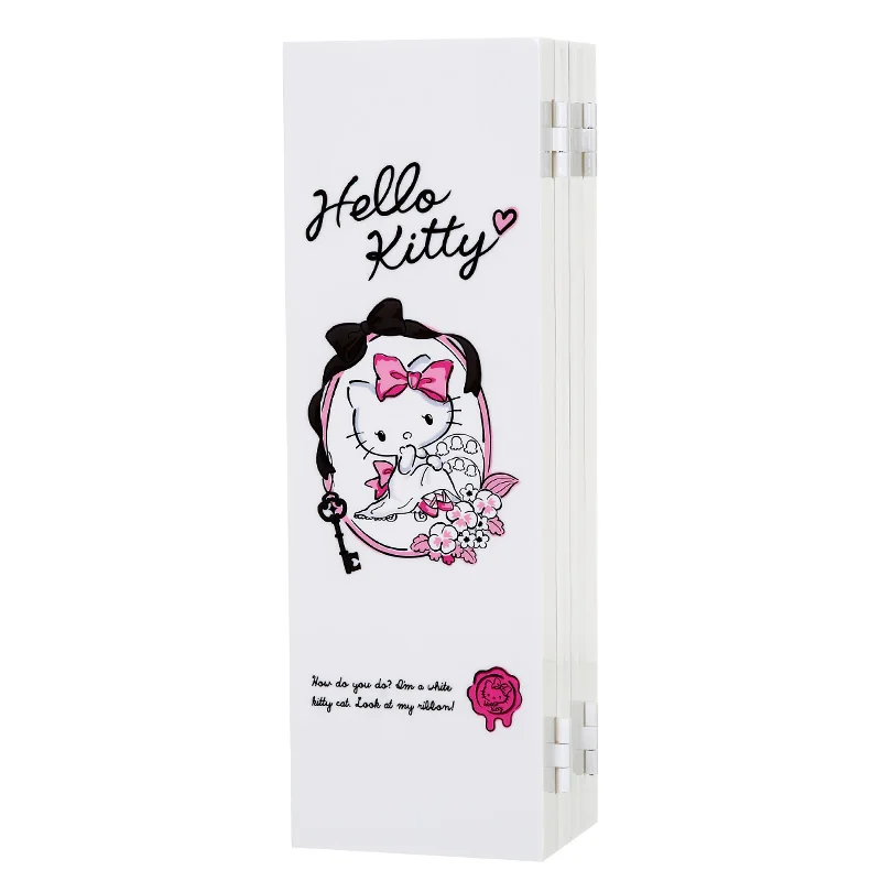 Hello kitty шкатулка классическая Складная экранная пластиковая коробка для хранения сережек Пылезащитная подвесная стойка для ювелирных изделий пластиковые полки - Цвет: White Jewelry Case
