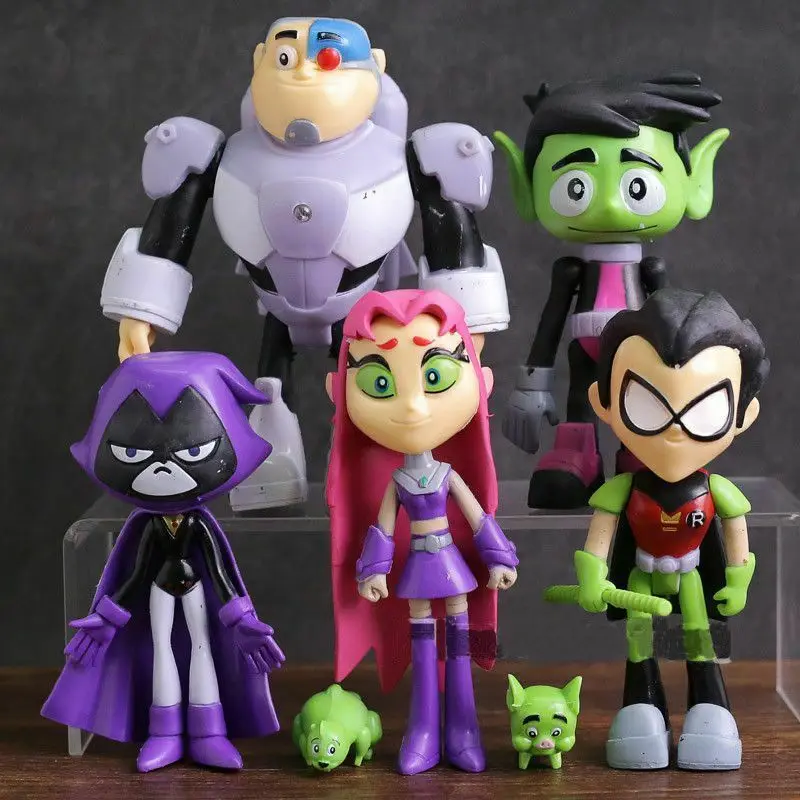 Teening Titans GO Аниме Фигурки игрушки Робин киборг Зверь Мальчик Ворон ПВХ мультфильм