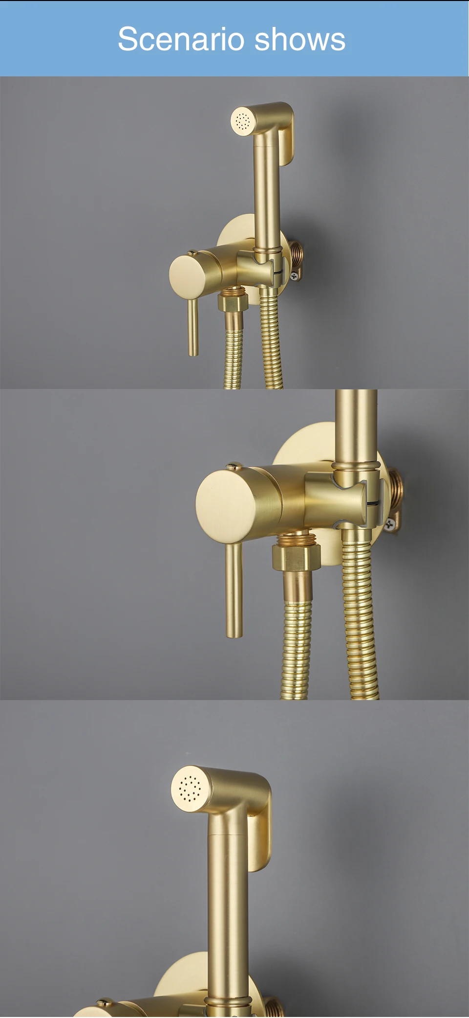 Description Picture 5 of itemULA Hygienic Shower Brass Bidet Faucet Gold Toilet Bidet Sprayer Hot Cold Water Mixer Handheld for toilet washing Bidet Sprayer