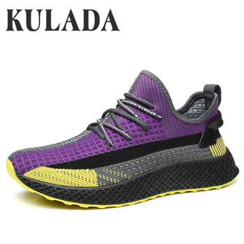 

KULADA Spring Summer Men Running Shoes Light Weight Classic Lace Up Low-Cut Fly Woven Men Sport Shoes Outdoor Walking Sneakers