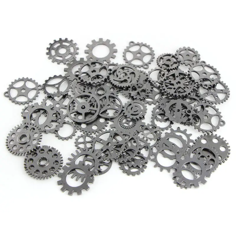 Gunblack 30 г/лот, смешанные стили, металлический Паровой панк, 5 цветов, Steampunk Gears Diy, сплав, ювелирные аксессуары для изготовления ювелирных изделий - Цвет: Gunblack