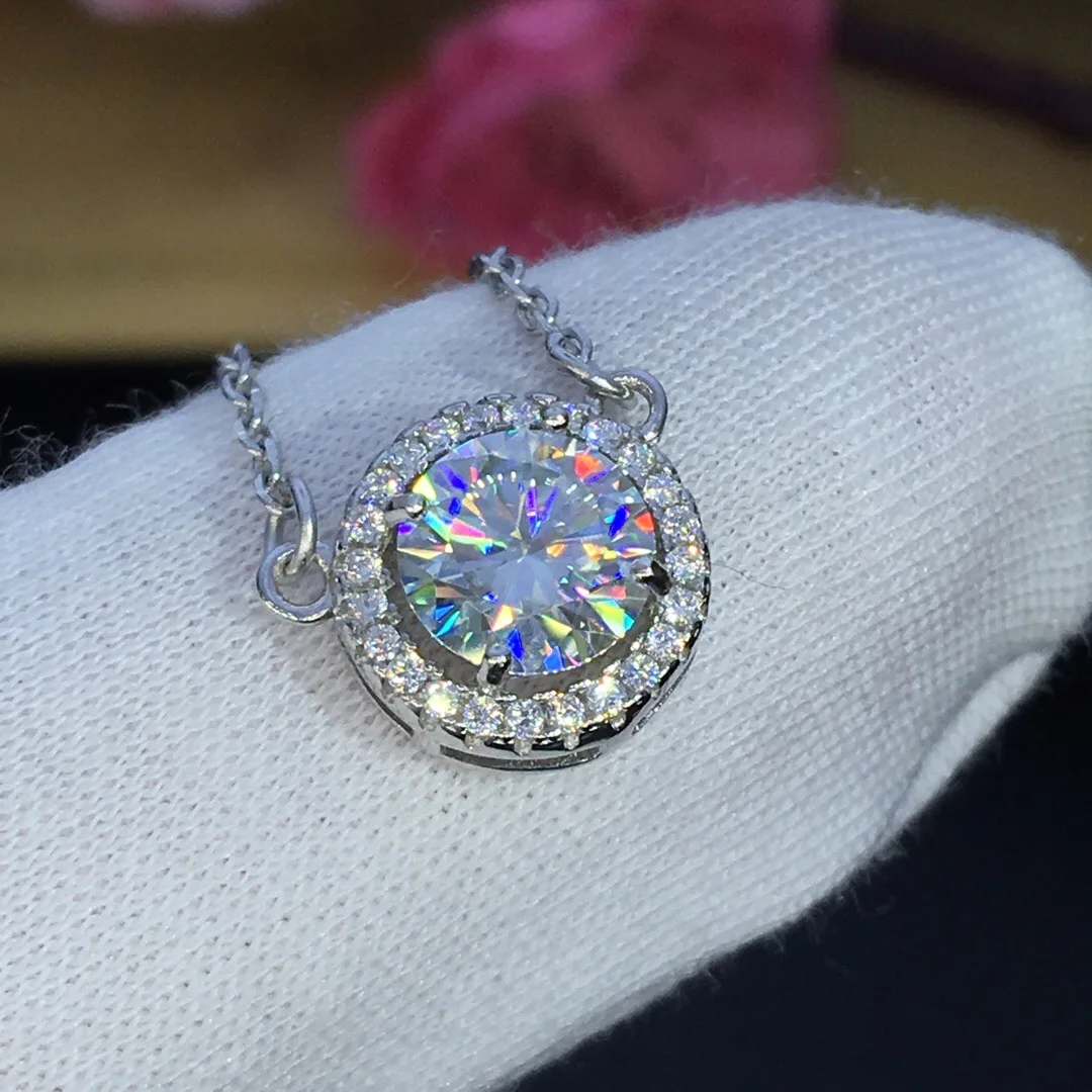 Круглые серебряные подвески из муассанита в виде стихов еврей, 1ct D VVS, роскошные подвески из муассанита для женщин