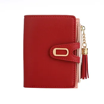 

MAIOUMY hot coin purse wallet Women Short Solid Color Buckle Tassel Mini Female Card Bag coin purse Women wallet for credit card