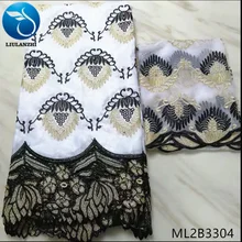 LIULANZHI белый Базен riche ткани с черной вышивкой гипюр кружева 5+ 2 ярдов модный стиль riche getzner Африканский ML2B33