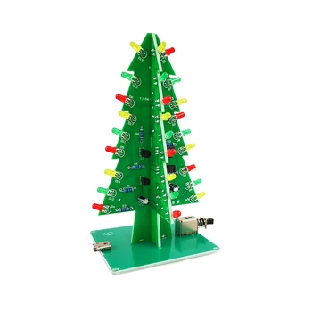 

Three-Dimensional 3D Christmas Tree LED DIY Kit Red/Green/Yellow LED Flash Circuit Kit Electronic Fun Suite
