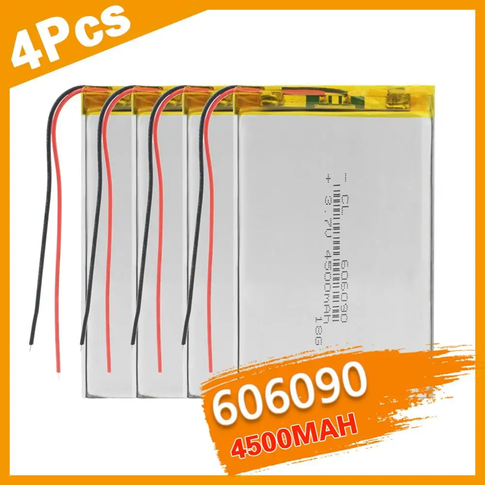 

1/2/4 pcs 3.7V 4500mAh 606090 Polymer Lithium LiPo Rechargeable Battery For GPS PSP DVD PAD e-book tablet pc Laptop power bank