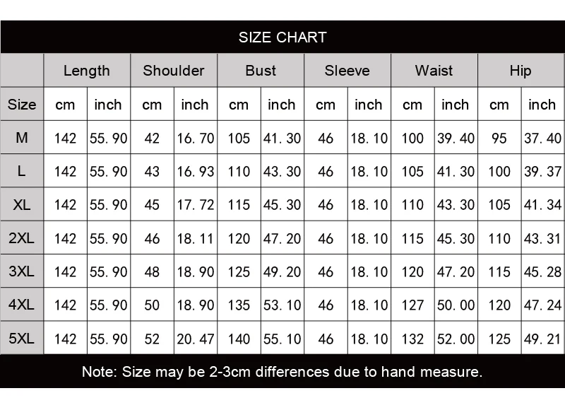 Size Chart South African Clothing