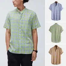 Men Plaid Shirt Brand Casual Stand Collar Shirts Loose Short Sleeve Buttons Hawaiian Blouse Man Beach Chemise Streetwear 3XL Shirts Men Plaid Shirt Brand Casual Stand Collar Shirts Loose Short Sleeve Buttons Hawaiian Blouse Man Beach Chemise Streetwear 3XL Shirts