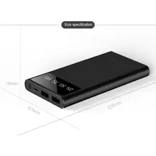 Черный A1 10000mA 5V износостойкий устойчивый к царапинам светодиодный внешний аккумулятор с двумя выходами USB для мобильного телефона