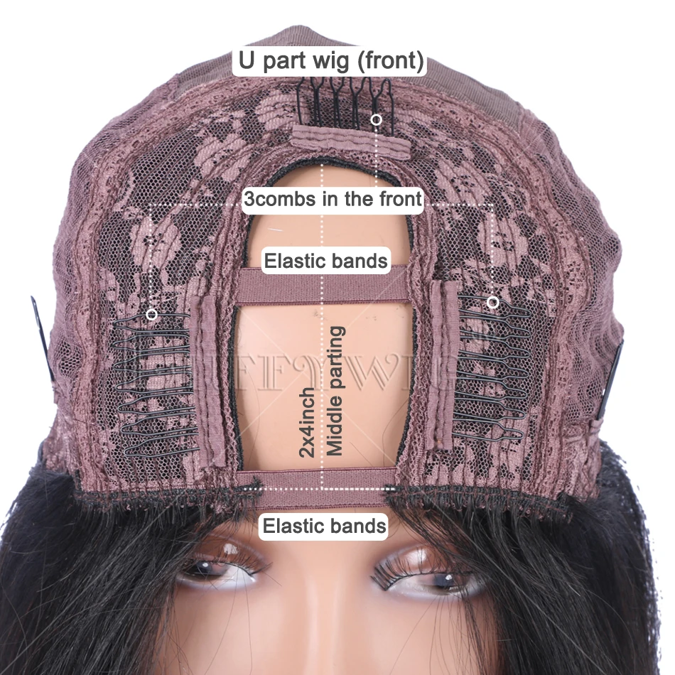 Loose Wave U Part Wig Human Hair 180 Density 1x4inch 2x4inch U Open Size Remy Long Brazilian Hair Wigs For Black Women LUFFY