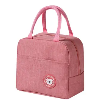 

Insulated Lunch Bag Thermal Cooler Solid Color Picnic Food Box Tote Carry Bags for Women Girls