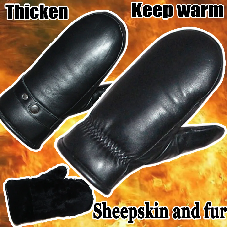 Leather Gloves Men's Sheepskin Mittens Wool Real Fur Gloves Winter Warm Outdoor Women's Sheepskin Fur one Thick Cold-proof Glove new style sheepskin men s fur gloves with thicker wool lining and winter fashion windproof and cold proof warm gloves