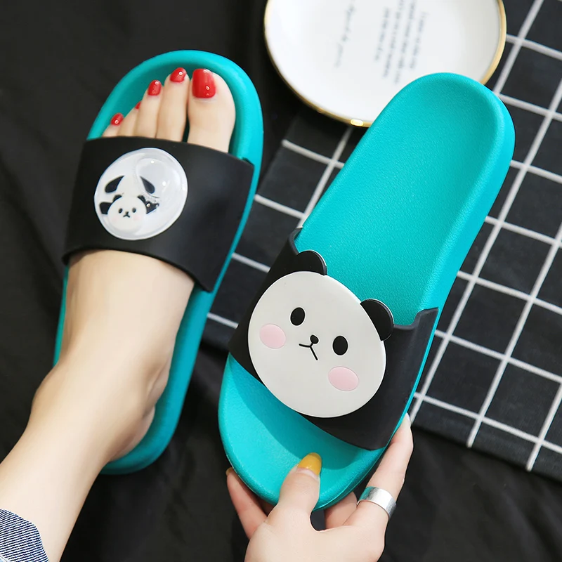 Новинка Сезон лето Kawaii Яркие женские шлепанцы на плоской подошве Женские