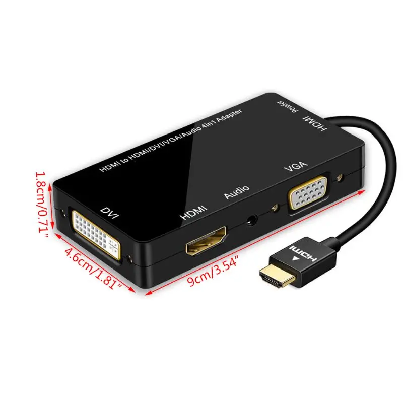 Разделитель с мультимедийным интерфейсом высокой четкости HDMI VGA, HDMI, DVI аудио конвертер позолоченный разъем 4K для портативных компьютеров HDTV PS3 многопортовый 4-в-1 Адаптер HDMI