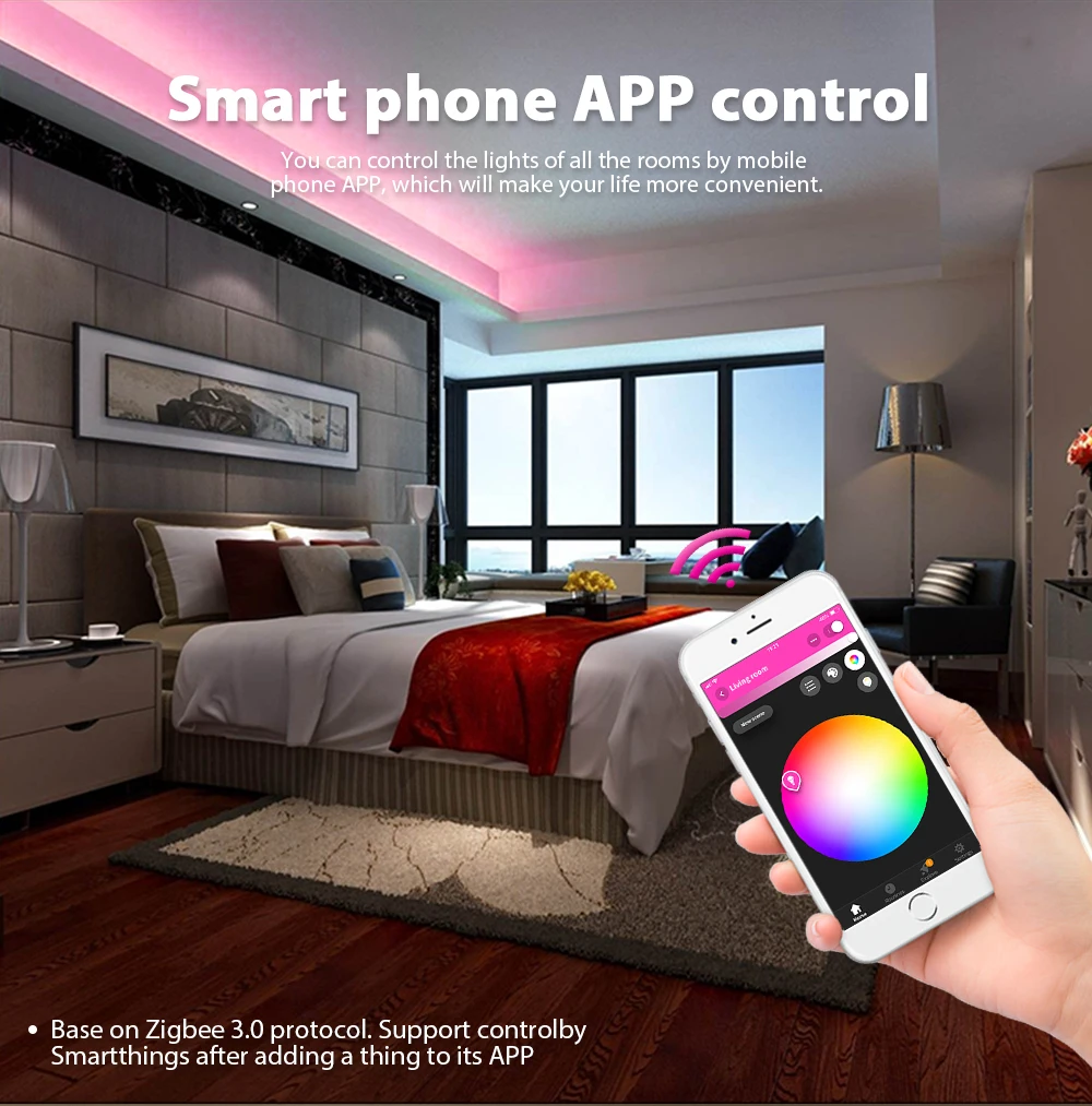 Zigbee smart RGB+ CCT светодиодный пульт управления плюс работает с Echo plus zigbee 3,0 шлюз или дистанционное управление APP phone control