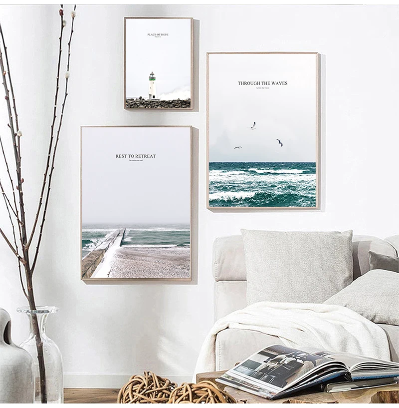 Quotes Poster Prints Nordic Wall Art Pictures Home Decor Canvans Paintings No Frame Lighthouse Seascape Motivational