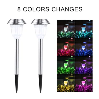 

Stainless Steel Solar Lawn Lamp Outdoor Waterproof LED Lights For Home Yard Courtyard Garden Decoration Lamps 2pcs