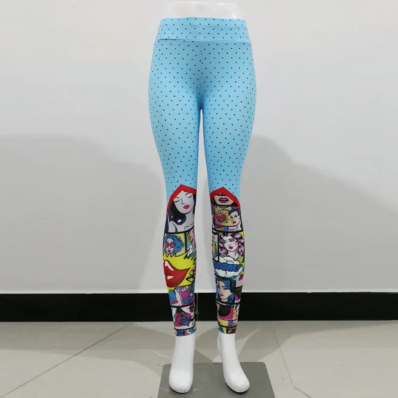 Новые штаны для йоги с мультяшным принтом, 3D обтягивающие спортивные штаны для управления животиком, женские колготки, бесшовные леггинсы для спортзала, брюки-карандаш для бега - Цвет: 55 Blue