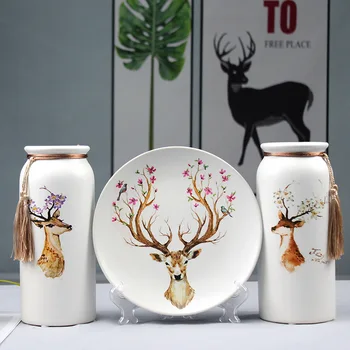 

Nordic Modern Creative Simple Ceramic Vase Three Piece Set Table TV Cabinet Flower Vase Cabinet Furnishings Home Decoration Gift