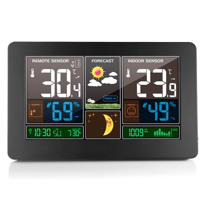 DigitalForecastWirelessWeatherStationClockIndoorHomeColorLCD