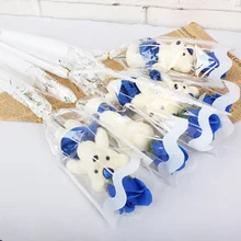 С милым мишкой Тедди красивый креативный ароматизированный цветок мыло розы Рождественский подарок красочный медведь мыло Розовое украшение дома