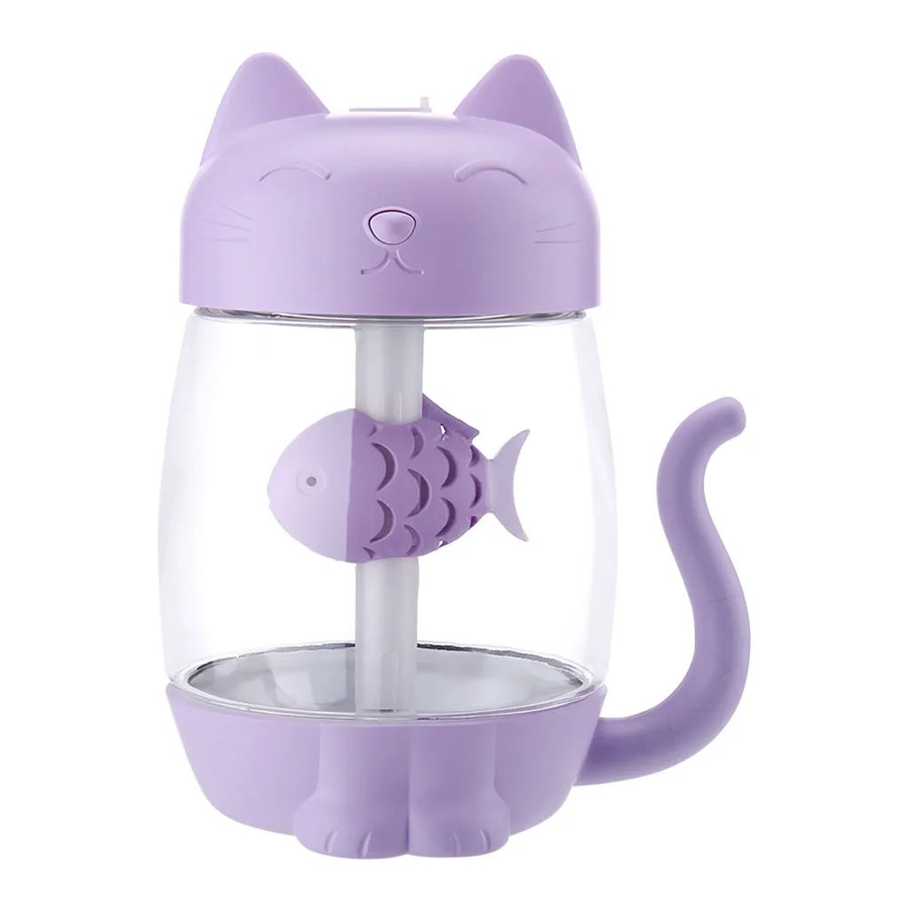 3 In 1 Portable Cute Cat Air Humidifier Cool Mist Maker, LED Lamp Ninght Lamp, USB Fan for Desk Travel Office Car Bedroom