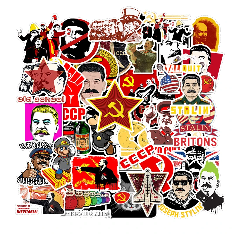 

50PCS Mixed Soviet Union Stalin USSR Stickers Waterproof PVC Skateboard Guitar Luggage Motorcycle Sticker Kid Toy Free Shipping
