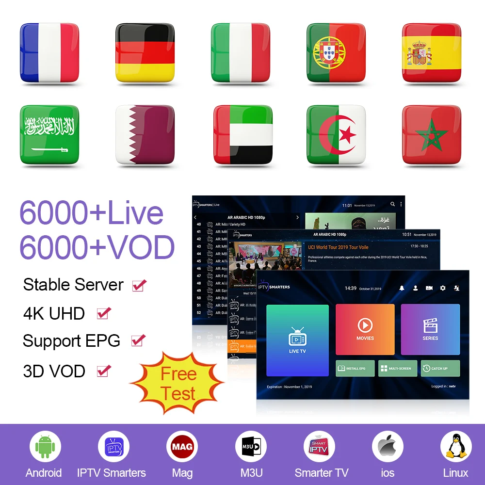 

1 Year IPTV Subscription SANSAT Spain France IPTV Dutch Arabic Turkey Android IOS Full HD 4K Portugal M3u Enigma2 Mag Smart IPTV