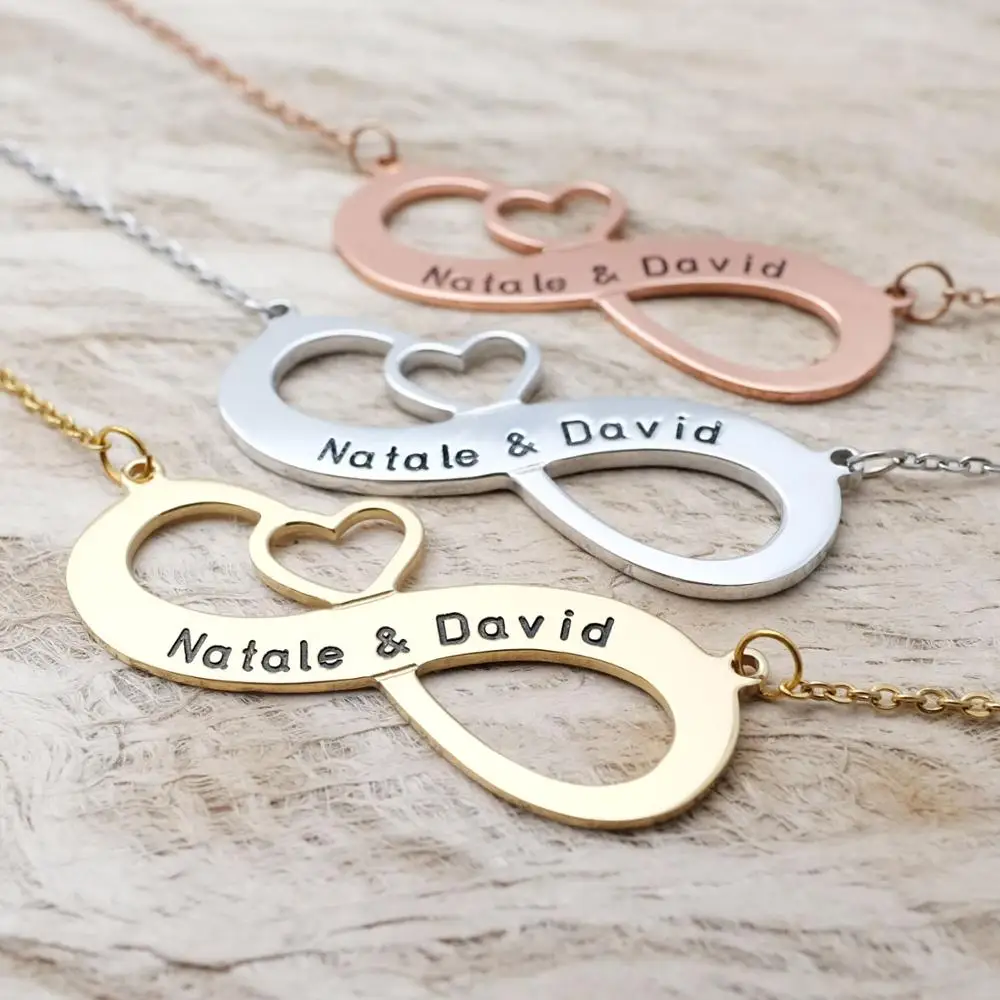 

Personalized Heart Infinity Necklace,Custom Couple Names Necklace,Name Jewelry for Her,Gift for Girlfriend,Valentines Day Gift