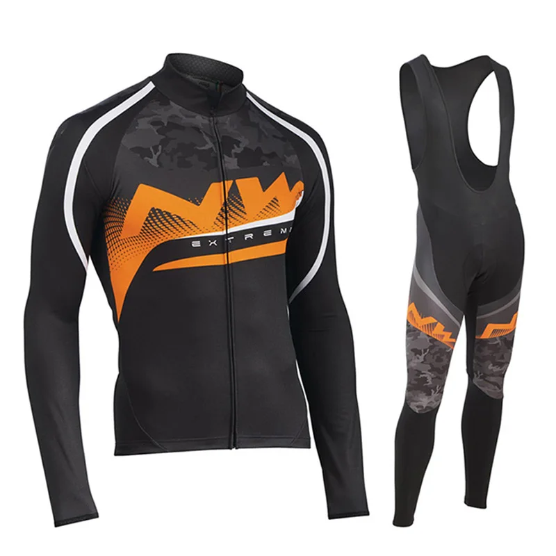 Ropa Ciclismo NW Men's Long Sleeve Cycling Jersey Bib Pants Set Northwave Spring autumn MTB Road Bicycle Racing Cycling Clothing