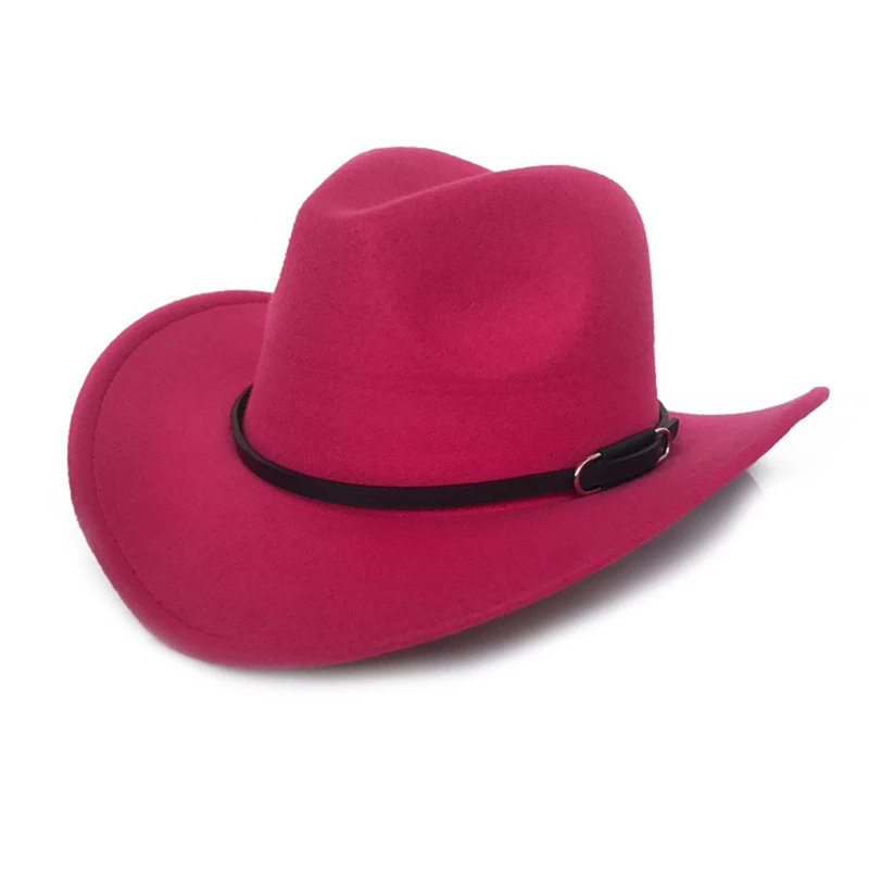 Шерстяная зимняя западная ковбойская шляпа унисекс с широкими полями Cowgirl джаз шляпа с кожаной Toca Sombrero женская шляпа в форме колпака