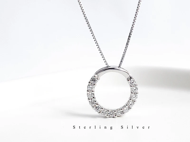Silver Zircon Pendants Necklaces