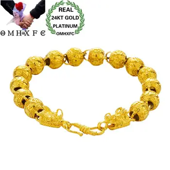 

OMHXFC Wholesale European Fashion Man Male Party Birthday Wedding Gift Elegant Dragon Words Link 24KT Gold Bracelets BE262