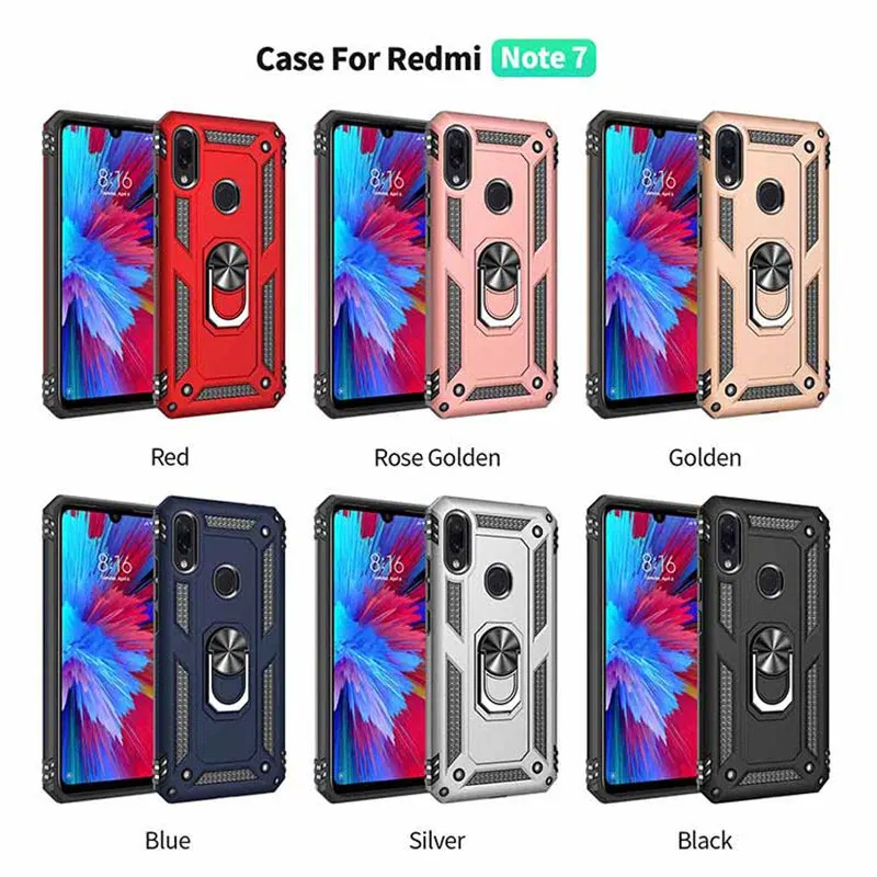 

Luxury Magnet Metal Ring Silicone Case on The For Redmi Note 7 Pro Case For Redmi Note7 Pro Car Bracket Redmi 7 Anti-knock Cases