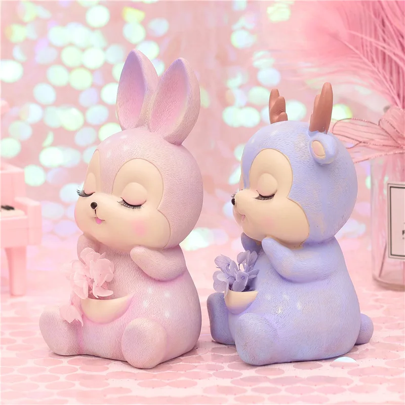Home New Style Dreamy Squint Series Auspicious Deer Bunny GIRL'S Heart Coin Bank Savings Bank Gift