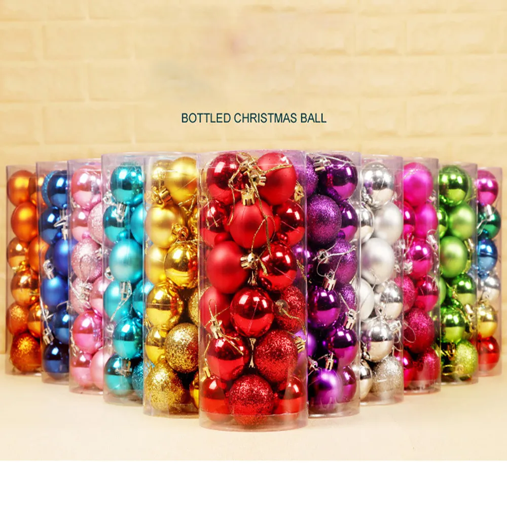 24pcs/lot 30mm Christmas Xmas Tree Ball Bauble Hanging Home Party Ornament Decor Colorful Merry Christmas Day