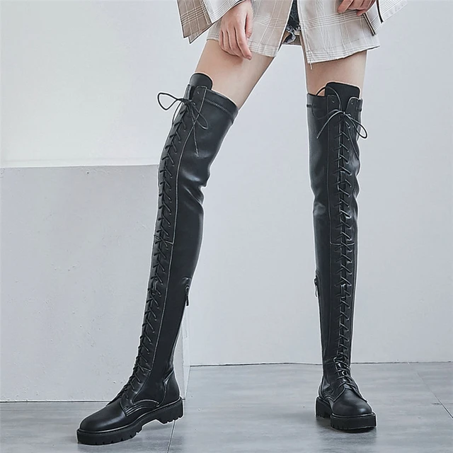 Sneaker Knee High Boot - Black | Shoe Lounge La