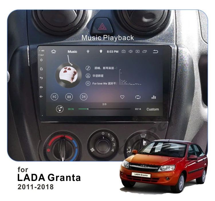 Dinpei Android 9,0 " TFT Автомобильный Радио мультимедийный плеер для LADA Granta sport 2011- видео навигация gps Mp5 wifi 4G CarPlay