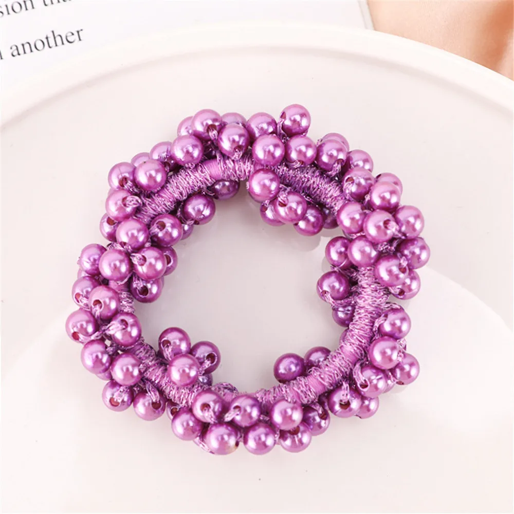 6-farben Frau Elegante Perle Haargummis Perlen Mädchen Scrunchies Gummibänder Pferdeschwanzhalter Haarschmuck Elastisches Haarband – Detail 4