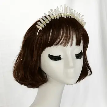 

Raw Quartz Headband Wedding Tiara Hair Combs Ladies Hairband Crystal Comb Bridal Hair Accessories Healing Hairpins Jewelry Gift