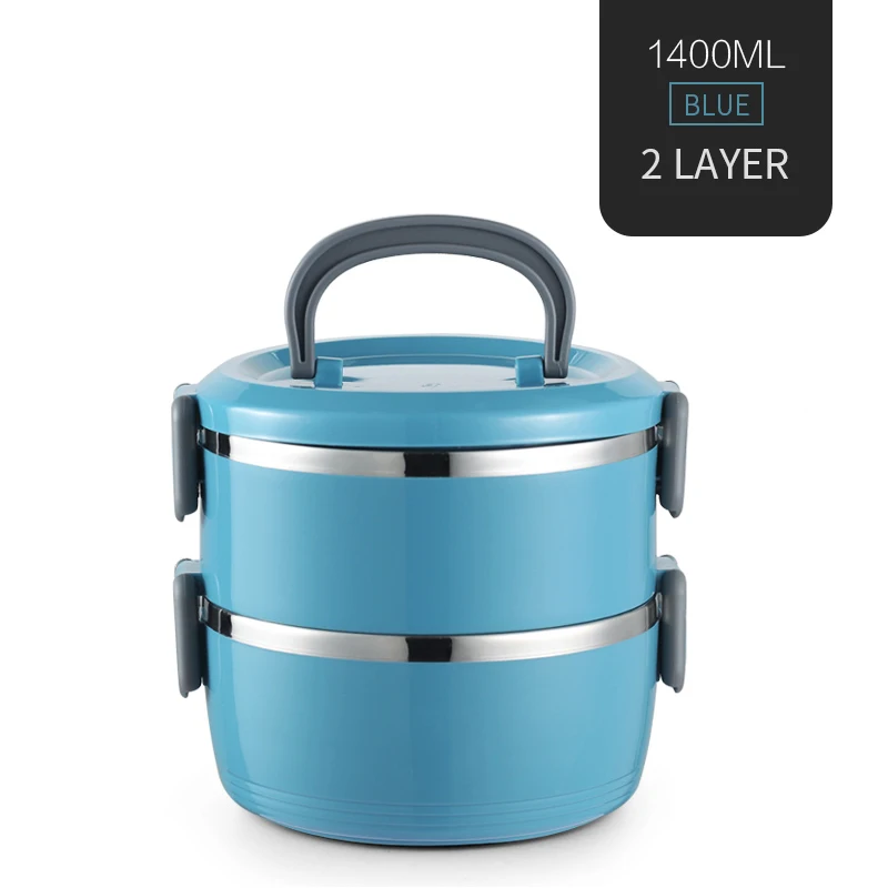 Blue 2 Layer WORTHBUY японский тепловой Ланч-бокс для детей из нержавеющей стали контейнер для еды герметичный Bento box Детская школьная коробка для еды - Цвет: Blue 2 Layer