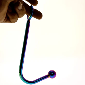 BDSM Toys Rainbow Anal Hook Stainless Steel Anal Hook With Beads Hole Metal Butt Plug Anus Fart Putty Slave Prostate Massager 2