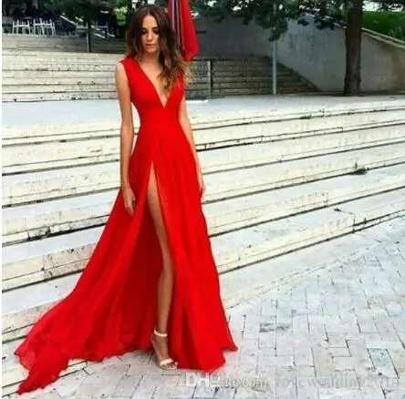 Красные сексуальные платья трапециевидной формы с глубоким v-образным вырезом Вечерние платья под заказ, сделанные vestidos de fiesta de noche